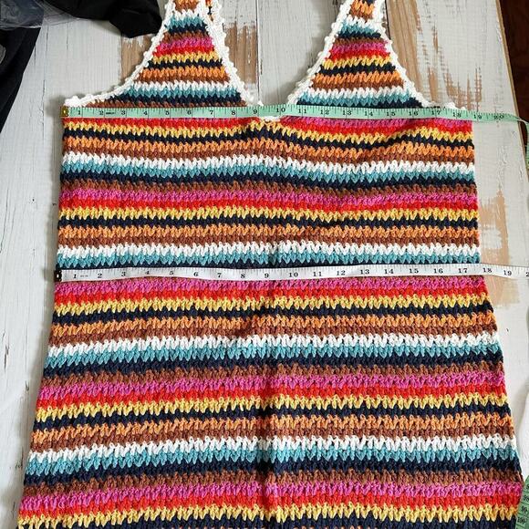 Marine Layer Viv Crochet Multi Stripe Casual Beach Midi Dress Boho Medium - Picture 9 of 13
